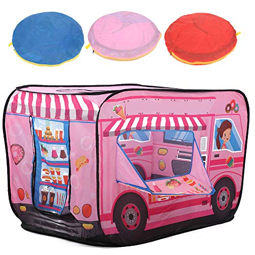 Eiswagen Polizist Bus Kinderzelt Faltbarer Feuerwehrauto Spielspiel Haus EIS Und Böckerei Spielzelt(Pink) von YOUTHINK