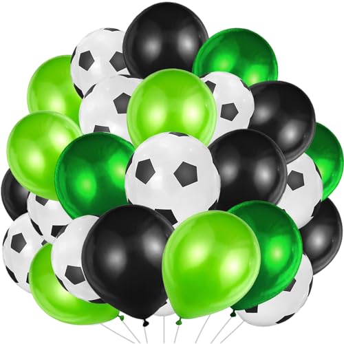 YOUWOSHE 40 Pcs Fußball Ballons,12 Zoll World Cup Latex Fußball Luftballons,Fussball Deko Geburtstag für Kinder,Fussball Geburtstag Deko,Luftballons Fussball für Party Deko Kindergeburtstag Jungen(B) von YOUWOSHE
