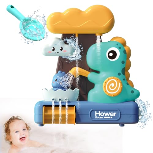 YOUWOSHE Badespielzeug Dinosaurier, süßes Drehbarem Wasserrad, Mit 3 Saugnäpfen Wasserspielzeug, Geschenk für 2 + Jahre Kinder Kleinkind Jungen Mädchen (Hellgrün) von YOUWOSHE