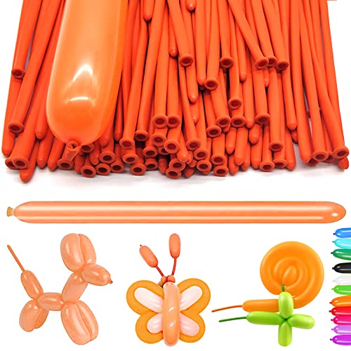 100 Stück Modellierballons, Lange Luftballons zum Formen, Modellier Luftballons für Tiere, Magischer Ballon, für Geburtstage Veranstaltungen Dekoration,Partys,Hochzeiten (Orange) von YOUYIKE