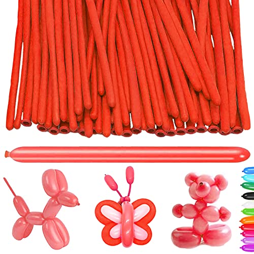 YOUYIKE 100 Stück Modellierballons, Lange Luftballons zum Formen, Modellier Luftballons für Tiere, Magischer Ballon, für Geburtstage Veranstaltungen Dekoration, Partys, Hochzeiten (Rot) von YOUYIKE