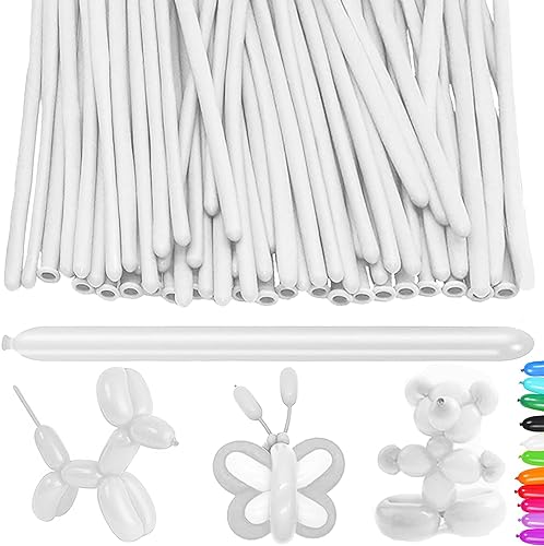 YOUYIKE 100 Stück Modellierballons, Lange Luftballons zum Formen, Modellier Luftballons für Tiere, Magischer Ballon, für Geburtstage Veranstaltungen Dekoration, Partys, Hochzeiten (Weiß) von YOUYIKE