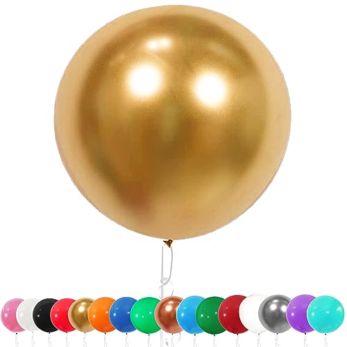 6 Stück Luftballons Gross, 36 Zoll Ballons Groß, Gold Latexballon, Luftballons XXL Groß, Grosse Luftballons XXL, Latex Riesige Ballon, für Hochzeit Babyparty Geburtstag Party Deko(91 cm) von YOUYIKE