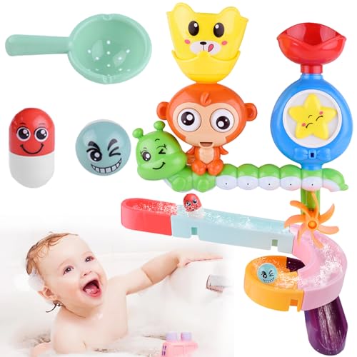 Baby Badespielzeug Set, DIY Kugelbahn Badewanne Spielzeug mit AFFE Spielzeug, Wasserspielzeug Kinder Badespaß Geschenk Mädchen Junge ab 3 4 5 6 Jahre von YOUYIKE