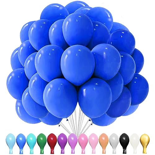 Luftballons Blau, 100 Stück 10 Zoll Luftballons Dunkelblau Matt, 2.2g Latex Luftballons, Luftballons Matt, für Geburtstagsfeiern, Jubiläumsfeiern, Hochzeiten, Baby Party, Partydekorationen von YOUYIKE