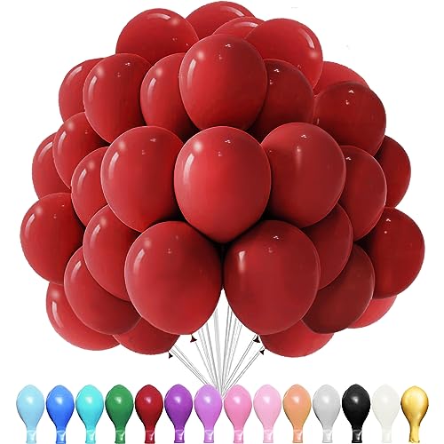 Luftballons Rot, 100 Stück 10 Zoll Luftballons Rot Matt, 2.2g Latex Luftballons, Luftballons Matt, für Geburtstagsfeiern, Jubiläumsfeiern, Hochzeiten, Baby Party, Partydekorationen von YOUYIKE