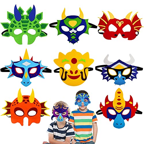 YOUYIKE 10 Stück Dinosaurier Masken, Dinosaurier Filz Tiermasken, Tiermasken für Kinder, Party Maske für Kinder Party Supplies von YOUYIKE