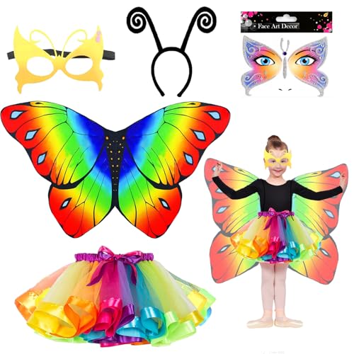 YOUYIKE 5 Stück Schmetterling Kostüm Mädchen, Schmetterlingsflügel Kinder, Schmetterling Kostüm, Faschingskostüme Kinder, für Halloween Kostüm, Karneval, Fasching, Mottoparty, Cosplay (A) YOUYIKE 5 Stück Schmetterling Kostüm Mädchen, Schmetterlingsflügel Kinder, Schmetterling Kostüm, Faschingskostüme Kinder, für Halloween Kostüm, Karneval, Fasching, Mottoparty, Cosplay (A) von YOUYIKE