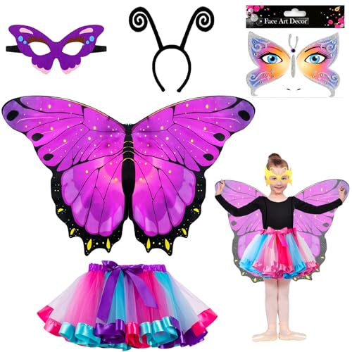 YOUYIKE 5 Stück Schmetterling Kostüm Mädchen, Schmetterlingsflügel Kinder, Schmetterling Kostüm, Faschingskostüme Kinder, für Halloween Kostüm, Karneval, Fasching, Mottoparty, Cosplay (D) YOUYIKE 5 Stück Schmetterling Kostüm Mädchen, Schmetterlingsflügel Kinder, Schmetterling Kostüm, Faschingskostüme Kinder, für Halloween Kostüm, Karneval, Fasching, Mottoparty, Cosplay (D) von YOUYIKE