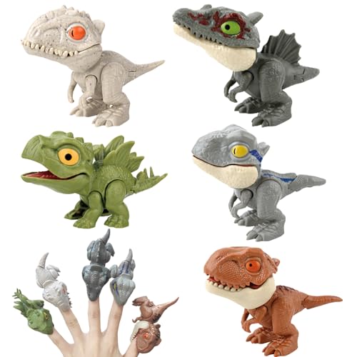 YOUYIKE 5 Stück Dinosaurier Biss Finger Spielzeug, Dinosaurier Finger Spielzeug, Kleine Dinosaurier Figuren, Interaktive Kinderpartyspielzeug für Kinder, Jungen und Mädchen von YOUYIKE