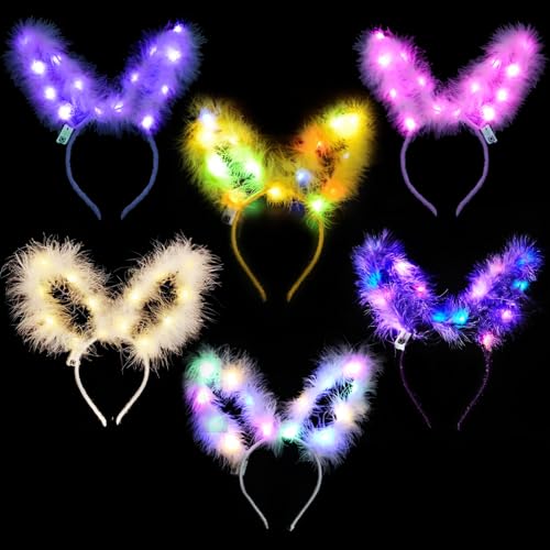 YOUYIKE 6 PCS LED Stirnband, Hasen Haarreif Leuchtendes Stirnband, LED Stirnband Bunt Leucht Hairband Stirnband Hasenohren, für Party Geburtstag Konzerte Festivals YOUYIKE 6 PCS LED Stirnband, Hasen Haarreif Leuchtendes Stirnband, LED Stirnband Bunt Leucht Hairband Stirnband Hasenohren, für Party Geburtstag Konzerte Festivals von YOUYIKE