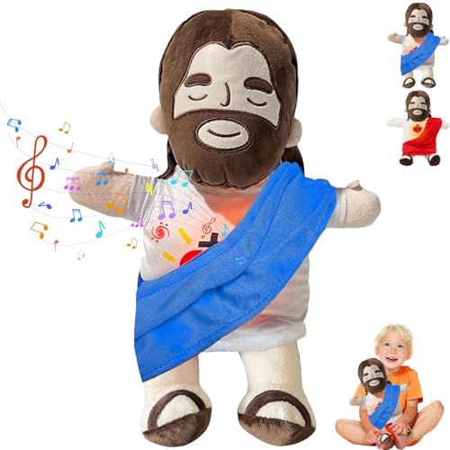 YOUYIKE Atmendes Jesus Plüschfigur, Jesus Plüsch, 30cm Jesus Kuscheltier 4 Gang Einstellung, Religiöse Christliche Puppen, für Partyzubehör, Ostern, für Jungen und Mädchen(Blau) von YOUYIKE