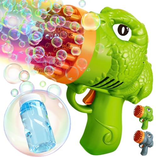 YOUYIKE Dinosaurier Seifenblasenpistole Kinder, 44 Löchern Bubble Gun, Seifenblasenmaschine Kinder, mit Seifenblasen Flüssigkeit, Blasenspielzeug Geschenk für Outdoor, Hochzeit, Geburtstag Party von YOUYIKE
