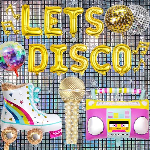 21 Pcs Discokugel Luftballon, 4D Disco Folienballons, Disco Ballons, Radio, Mikrofon, Metallische Glitzervorhang, Disco Mottoparty Geburtstag Abschlussfeier Retro Dekoration, 70 80 90er Jahre Deko 21 Pcs Discokugel Luftballon, 4D Disco Folienballons, Disco Ballons, Radio, Mikrofon, Metallische Glitzervorhang, Disco Mottoparty Geburtstag Abschlussfeier Retro Dekoration, 70 80 90er Jahre Deko von YOUYIKE
