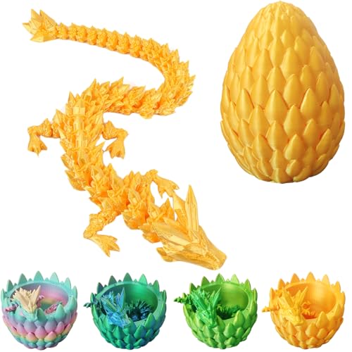 Drachenei, 3D dreidimensionaler Sinn Gedrucktes Geheimnisvolle Drachen Spielzeug 15cm, Artikulierter Dragon Realistische Beweglicher Drachen Figuren Überraschung Easter Dracheneier Wohnkultur Gelbgrün von YOUYIKE