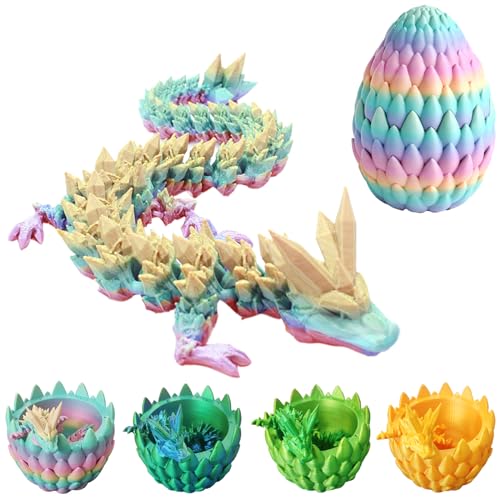 Drachenei, 3D dreidimensionaler Sinn Gedrucktes Geheimnisvolle Drachen Spielzeug 15cm, Artikulierter Dragon Realistische Beweglicher Drachen Figuren Überraschung Easter Dracheneier Wohnkultur Gelbgrün von YOUYIKE