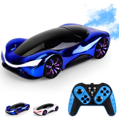 YOUYIKE Ferngesteuertes Auto Schnell Drift Rc Car mit LED Lichtspray Musik Remote Control Car Spielzeug Wiederaufladbar Rennauto Ferngesteuert für Erwachsene Kinder Geschenke Jungen Mädchen (Blau) von YOUYIKE