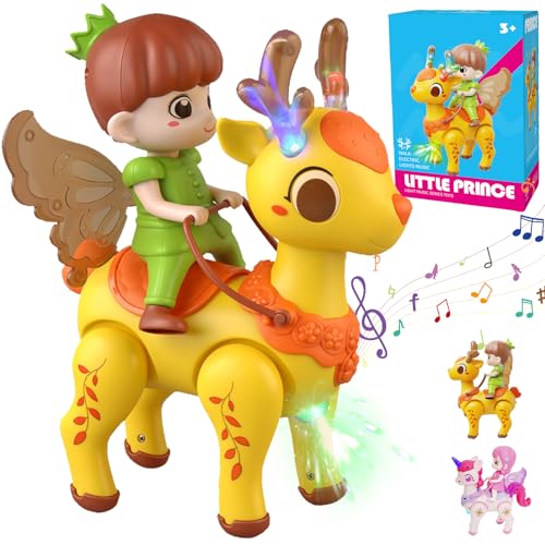 YOUYIKE Krabbelspielzeug Baby, Musikalische Lumineszenz Spielzeuge für Babies, Baby Bauchlage Spielzeug ab 6 7 8 10monate Jungen Mädchen Tummy Time Sound Toys Geschenk (Hirsch) von YOUYIKE