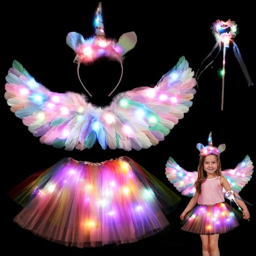 YOUYIKE Einhorn Kostüm Kinder Bunt FederflüGel EngelsflüGel, Einhorn Haarreif Zauberstab Led Tutu TüLlrock MäDchen für Halloween Karneval Cosplay Geburtstag Party FaschingskostüMe Kinder (Bunt) YOUYIKE Einhorn Kostüm Kinder Bunt FederflüGel EngelsflüGel, Einhorn Haarreif Zauberstab Led Tutu TüLlrock MäDchen für Halloween Karneval Cosplay Geburtstag Party FaschingskostüMe Kinder (Bunt) von YOUYIKE