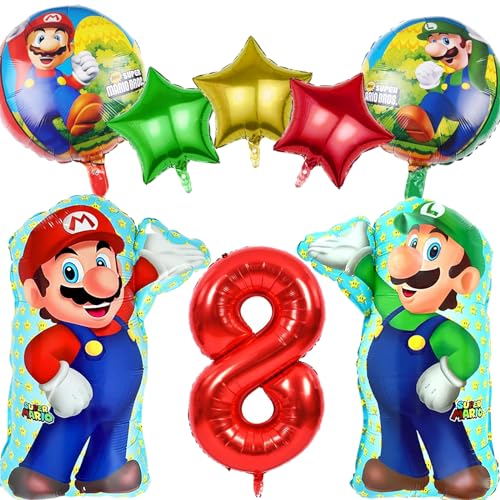 YOUYIKE Mario Geburtstagsdeko 8 Jahre, 8 Stück Mario Bros Luftballons, Kinder 8 Geburtstag für Kindergeburtstag Party Deko YOUYIKE Mario Geburtstagsdeko 8 Jahre, 8 Stück Mario Bros Luftballons, Kinder 8 Geburtstag für Kindergeburtstag Party Deko von YOUYIKE