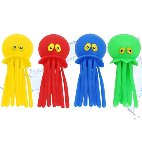 YOUYIKE Oktopus Badewannenspielzeug mit LED-Licht & Wasserspritze – 4er Set Tauchtiere Wasserspielzeug für Kinder ab 3 Jahren – Ideal für Pool, Strand und Badewanne YOUYIKE Oktopus Badewannenspielzeug mit LED-Licht & Wasserspritze – 4er Set Tauchtiere Wasserspielzeug für Kinder ab 3 Jahren – Ideal für Pool, Strand und Badewanne von YOUYIKE