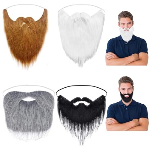 YOUYIKE 4 STK Party Künstlicher Bart, Falscher Kostüm Whisker, Lustige Schnurrbärte mit Verstellbarem, Karneval Bärte, Halloween Lustiger Zubehör, Fake Bart für Weihnachtsfeier Erwachsene Kinder YOUYIKE 4 STK Party Künstlicher Bart, Falscher Kostüm Whisker, Lustige Schnurrbärte mit Verstellbarem, Karneval Bärte, Halloween Lustiger Zubehör, Fake Bart für Weihnachtsfeier Erwachsene Kinder von YOUYIKE