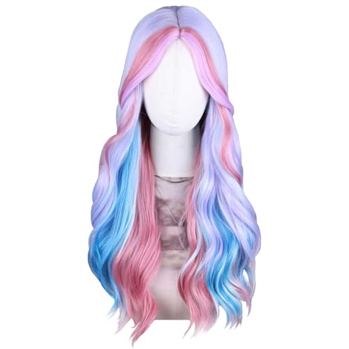 YOUYIKE Perrücke Frauen Rosa Verlauf, Gewellte Lange Rosa Verlauf Perrücke Frauen, Fasching Perücken Damen, Geeignet für PrinzessinnenAnkleide, Themenparty, Cosplay, Halloween, Karneval von YOUYIKE
