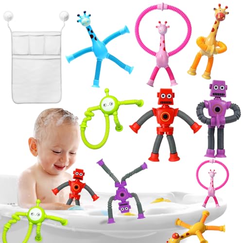 YOUYIKE Saugspielzeug Baby, Niedlicher Bär Badespielzeug, Silikon Badewannen Spielzeug, Reise Spielzeug,Montessori Spielzeug, Sensorik Spielzeug für Jungen von YOUYIKE