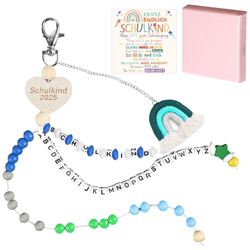 YOUYIKE Schultüte Junge Rechenkette 1. Klasse mit Geschenkbox, Schultüten Füllung Schulkind 2025 Junge und Mädchen, Einschulung Geschenke für Freunde und Schulkameradin, Glücksbringer Grußkarte Blau von YOUYIKE