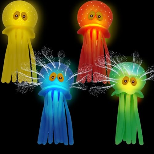 YOUYIKE Set mit 4 LED Oktopus Wasserbomben, Wassertiere mit Wasserbombeneffekt, Gummi Badespielzeug für Kleinkinder für Kinder ab 3 Jahren, Ideal für Pool, Schwimmbad, Badewanne YOUYIKE Set mit 4 LED Oktopus Wasserbomben, Wassertiere mit Wasserbombeneffekt, Gummi Badespielzeug für Kleinkinder für Kinder ab 3 Jahren, Ideal für Pool, Schwimmbad, Badewanne von YOUYIKE