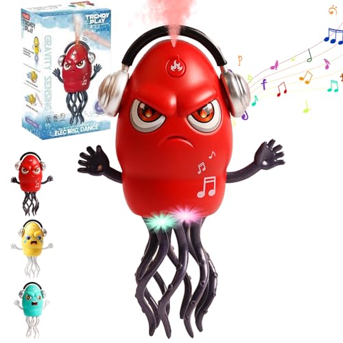 YOUYIKE Tanzender Oktopus, Interaktives Krabbel Musikspielzeug für Babies Tummy Time Toys Sancing Octopus & Automatische Hindernisvermeidung für Baby Junge Mädchen Bauchlage üben (Rot) von YOUYIKE
