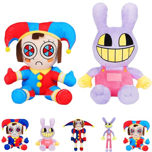 YOUYIKE The Digital Circus Plush, 2 PCS Amazing Pomni Jax Kuscheltier, Plush Toys for Circus Clowns, Geburtstags Ostern Geschenke für Jungen Mädchen Peripheriegeräte von Anime-Figuren Spielzeug(C) von YOUYIKE