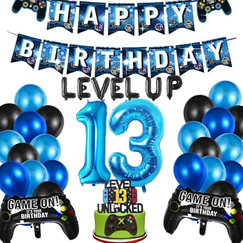 YOUYIKE Videospiel 13. Geburtstag Dekorationen, 32 Stück Luftballon 13. Geburtstag Junge, 13th Videospiel Cupcake Topper, 13. Gamer Deko Geburtstag, für Kinder Videospiel Thema Party Zubehör YOUYIKE Videospiel 13. Geburtstag Dekorationen, 32 Stück Luftballon 13. Geburtstag Junge, 13th Videospiel Cupcake Topper, 13. Gamer Deko Geburtstag, für Kinder Videospiel Thema Party Zubehör von YOUYIKE