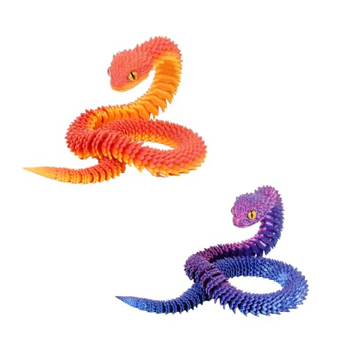 YOUZMY 2 Stücke 3D-gedrucktes Schlangen, Mysteriösem Drachenei Schlangen Spielzeug, Realistische Bewegliche Schlangenfiguren für Osterüberraschung, Schreibtischdekoration und Wohnkultur (A) von YOUZMY