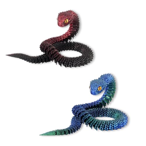 YOUZMY 2 Stücke 3D-gedrucktes Schlangen, Mysteriösem Drachenei Schlangen Spielzeug, Realistische Bewegliche Schlangenfiguren für Osterüberraschung, Schreibtischdekoration und Wohnkultur (B) von YOUZMY