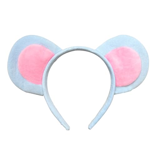 YOWOCAL Haarreif mit Maus-Ohren, weich, niedlich, Unisex, verstellbar, Kostüm-Haarschmuck für Ostern, Halloween, Cosplay, Party-Dekoration (blau) von YOWOCAL