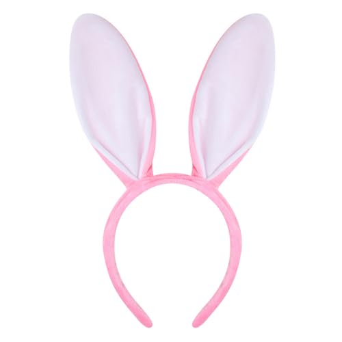 YOWOCAL Haarreif mit Osterhasenohren, elastisches Plüsch-Hasenohr-Haarband für Urlaub, Ostern, Frühling, Geburtstag, Tier, Cosplay, Halloween, Partyzubehör (Rosa) von YOWOCAL