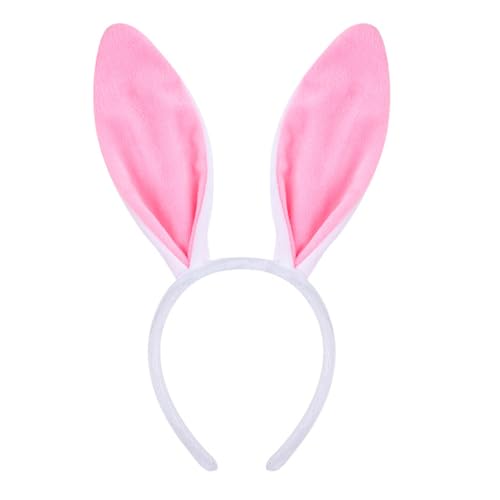 YOWOCAL Haarreif mit Osterhasenohren, elastisches Plüsch-Hasenohr-Haarband für Urlaub, Ostern, Frühling, Geburtstag, Tier, Cosplay, Halloween, Partyzubehör (weiß) von YOWOCAL