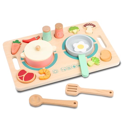 Kitchen Play Set Holz Küchenspielzeug Set Kinderküche Zubehör, Spielküche Zubehör, Küchenzubehör Kinder Spielzeug Lebensmittel mit Topfset und Kochgeschirr Lernspiele Kinderspielzeug Geschenk Kitchen Play Set Holz Küchenspielzeug Set Kinderküche Zubehör, Spielküche Zubehör, Küchenzubehör Kinder Spielzeug Lebensmittel mit Topfset und Kochgeschirr Lernspiele Kinderspielzeug Geschenk von YOXACT