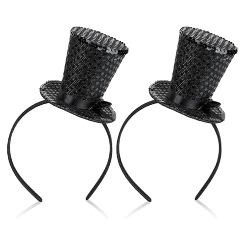 YOYEAH 2 Stück Mini Zylinder Haarreif Set - Mini Hut Haarreif für Karneval und Mottopartys, Schwarzer Haarreif mit Zylinder und Fliege, Mini Zylinder Hut Kopfschmuck von YOYEAH