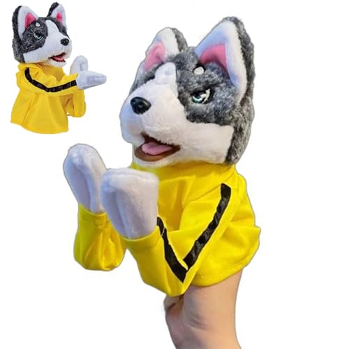 Kung Fu Animal Toy Husky Glove Plushie Doll Kids Game Plush Toy,Interactive Soundable Boxing Dog Hand Puppet Toy，Boxer Hand Puppet Stuffed Plush Hand Puppet Dog Action Toy，No Battery von YOZO