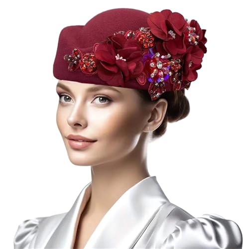 YPBEW Taufhut für Damen, Wolle, für Pferderennen, Rollenspiele, formelle Anlässe, Cosplay, Kostüm, Kuppel, formelle Anlässe, Kopfbedeckung YPBEW Taufhut für Damen, Wolle, für Pferderennen, Rollenspiele, formelle Anlässe, Cosplay, Kostüm, Kuppel, formelle Anlässe, Kopfbedeckung von YPBEW