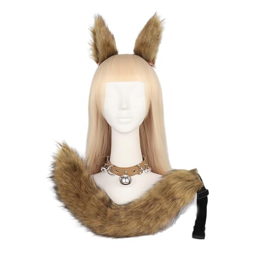 3-teiliges Kostüm-Set, Ohren, Stirnband, Schwanz, Choker für Erwachsene, Halloween, Weihnachten, Tier, Cosplay, Zubehör, Geschenk, Kostümzubehör für Mädchen, Erwachsene, Damen, pelziger Anzug 3-teiliges Kostüm-Set, Ohren, Stirnband, Schwanz, Choker für Erwachsene, Halloween, Weihnachten, Tier, Cosplay, Zubehör, Geschenk, Kostümzubehör für Mädchen, Erwachsene, Damen, pelziger Anzug von YPREWY