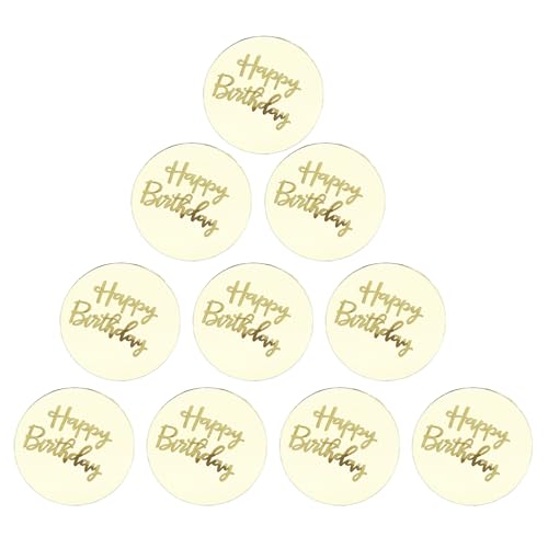 Cupcake-Topper aus Acryl, rund, "Happy Birthday", Kuchenscheibe, rund, graviert, für Cupcake-Dekoration, 10 Stück Cupcake-Topper aus Acryl, rund, "Happy Birthday", Kuchenscheibe, rund, graviert, für Cupcake-Dekoration, 10 Stück von YPREWY