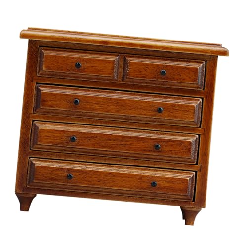 Miniatur-Kommode aus Holz, Kastanienholz, Maßstab 1/12, genaue Proportionen, antiker Schubladenschrank für realistische Puppenhäuser, Inneneinrichtung, Miniatur-Schlafzimmermöbel für Puppenhäuser von YPREWY