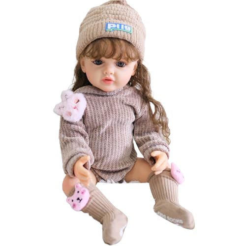 YPREWY 55 cm Lockiges Haar Neugeborene Babypuppen Handwaschbare Wiedergeburt Mädchen Babypuppe Mit Bewegenden Gliedmaßen Kinder Intime Begleitpuppe von YPREWY