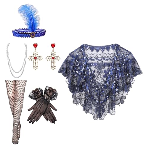 YPREWY Elegantes 20er-Jahre-Party-Outfit-Set mit Pailletten-Abendschal, Kopfbedeckung und Flapper-Accessoires für Damen YPREWY Elegantes 20er-Jahre-Party-Outfit-Set mit Pailletten-Abendschal, Kopfbedeckung und Flapper-Accessoires für Damen von YPREWY