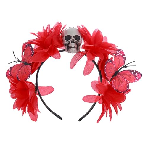 YPREWY Halloween-Haarreif, Blumen-Haarband, Totenkopf, Schmetterling, Kostüme, Party, Kopfschmuck, Foto-Requisiten für Damen und Mädchen von YPREWY