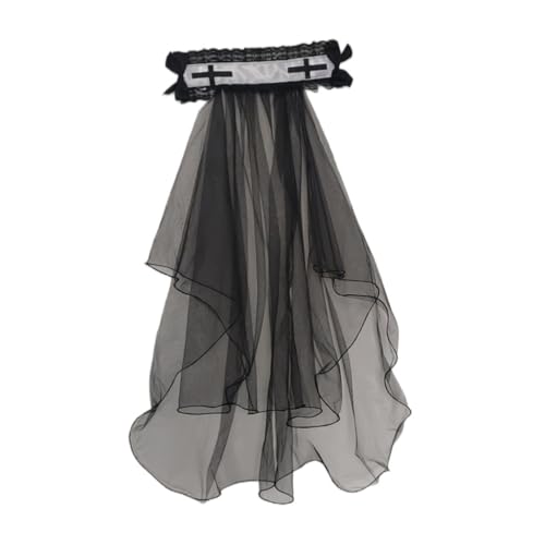YPREWY Klassischer schwarzer Schleier mit Haarspange, eleganter Schleier, Cosplay-Kostüm, Kopfbedeckung für besondere Anlässe, Halloween von YPREWY