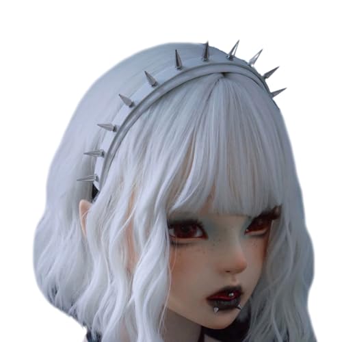 YPREWY Nieten-Haarreif, dunkle Ösen, Halloween-Kostüm, Kopfschmuck, verstellbares PU-Punk-Stirnband mit Nieten YPREWY Nieten-Haarreif, dunkle Ösen, Halloween-Kostüm, Kopfschmuck, verstellbares PU-Punk-Stirnband mit Nieten von YPREWY